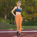 YAKWARY Orange Yoga Leggings With Pocket