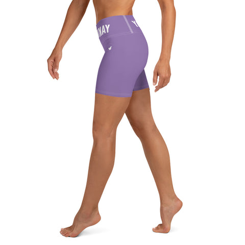 YAKWARY Women Purple Yoga Shorts With Pocket