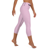 YAKWARY Pink Yoga Capri Leggings Without Pocket