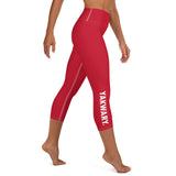 YAKWARY Red Yoga Capri Leggings Without Pocket