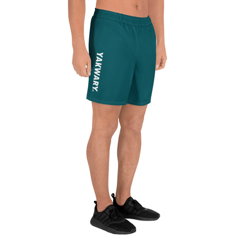 YAKWARY Men Sports Long Turquoise Shorts