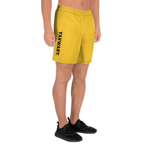 YAKWARY Men Sports Long Yellow Shorts