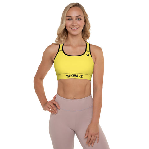 YAKWARY Women Yellow Padded Sports Bra