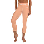 YAKWARY Orange Yoga Capri Leggings Without Pocket