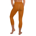 YAKWARY Brown Yoga Capri Leggings Without Pocket