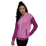 YAKWARY Women Pink Bomber Jacket