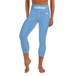 YAKWARY Blue Yoga Capri Leggings With Pocket