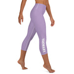 YAKWARY Purple Yoga Capri Leggings With Pocket