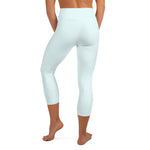 YAKWARY Blue Yoga Capri Leggings Without Pocket