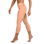 YAKWARY Orange Yoga Capri Leggings Without Pocket