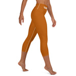 YAKWARY Brown Yoga Capri Leggings Without Pocket