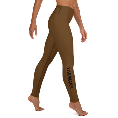 YAKWARY Brown Yoga Leggings Without Pocket