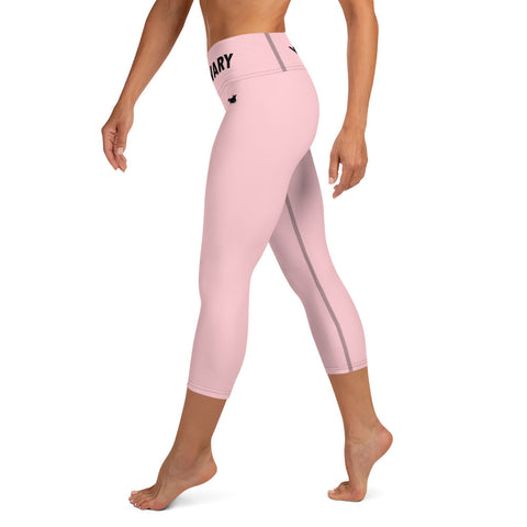 YAKWARY Pink Yoga Capri Leggings With Pocket