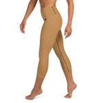 YAKWARY Brown Yoga Capri Leggings Without Pocket