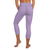 YAKWARY Purple Yoga Capri Leggings Without Pocket