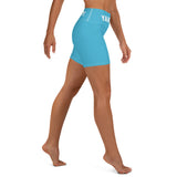 YAKWARY Women Blue Yoga Shorts With Pocket