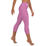 YAKWARY Pink Yoga Capri Leggings Without Pocket