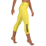 YAKWARY Yellow Yoga Capri Leggings With Pocket