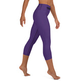 YAKWARY Purple Yoga Capri Leggings Without Pocket