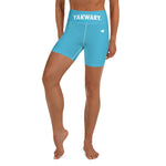 YAKWARY Women Blue Yoga Shorts With Pocket