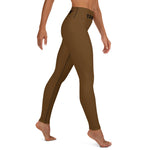 YAKWARY Brown Yoga Leggings With Pocket