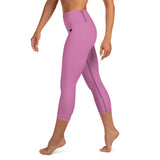 YAKWARY Pink Yoga Capri Leggings Without Pocket