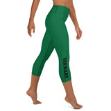 YAKWARY Green Yoga Capri Leggings Without Pocket