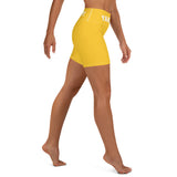 YAKWARY Women Yellow Yoga Shorts With Pocket