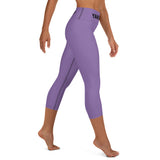 YAKWARY Purple Yoga Capri Leggings With Pocket