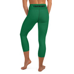 YAKWARY Green Yoga Capri Leggings With Pocket