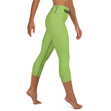 YAKWARY Green Yoga Capri Leggings Without Pocket