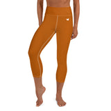 YAKWARY Brown Yoga Capri Leggings Without Pocket