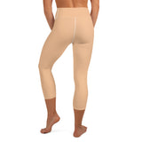 YAKWARY Brown Yoga Capri Leggings Without Pocket