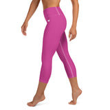 YAKWARY Pink Yoga Capri Leggings Without Pocket