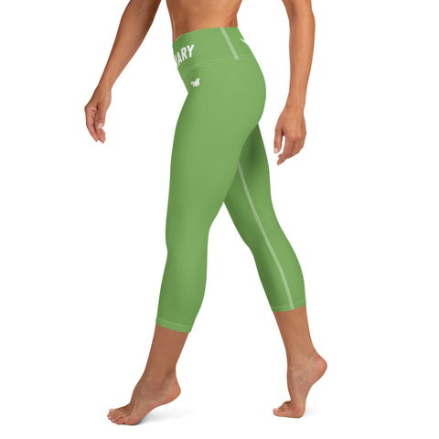 YAKWARY Green Yoga Capri Leggings Without Pocket