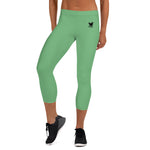 YAKWARY Women Green Capri Leggings