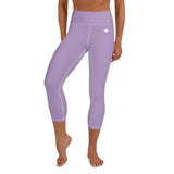 YAKWARY Purple Yoga Capri Leggings With Pocket