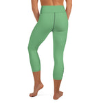 YAKWARY Green Yoga Capri Leggings Without Pocket