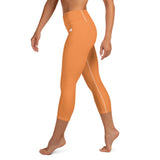 YAKWARY Orange Yoga Capri Leggings With Pocket