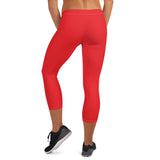 YAKWARY Women Red Capri Leggings