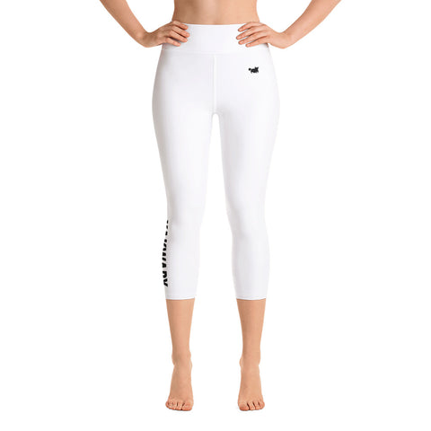 YAKWARY White Yoga Capri Leggings Without Pocket