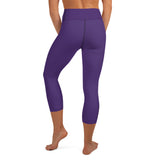 YAKWARY Purple Yoga Capri Leggings With Pocket