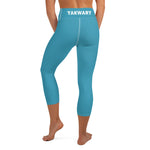 YAKWARY Blue Yoga Capri Leggings Without Pocket