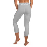 YAKWARY Gray Yoga Capri Leggings With Pocket