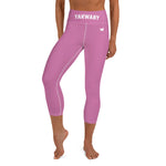 YAKWARY Pink Yoga Capri Leggings Without Pocket