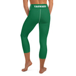 YAKWARY Green Yoga Capri Leggings With Pocket