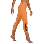 YAKWARY Orange Yoga Capri Leggings With Pocket