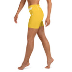 YAKWARY Women Yellow Yoga Shorts With Pocket