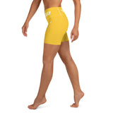 YAKWARY Women Yellow Yoga Shorts With Pocket