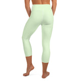 YAKWARY Green Yoga Capri Leggings With Pocket